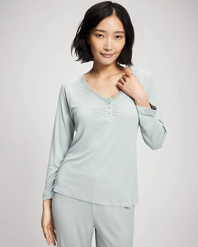 Pointelle Long Sleeve Pajama Top