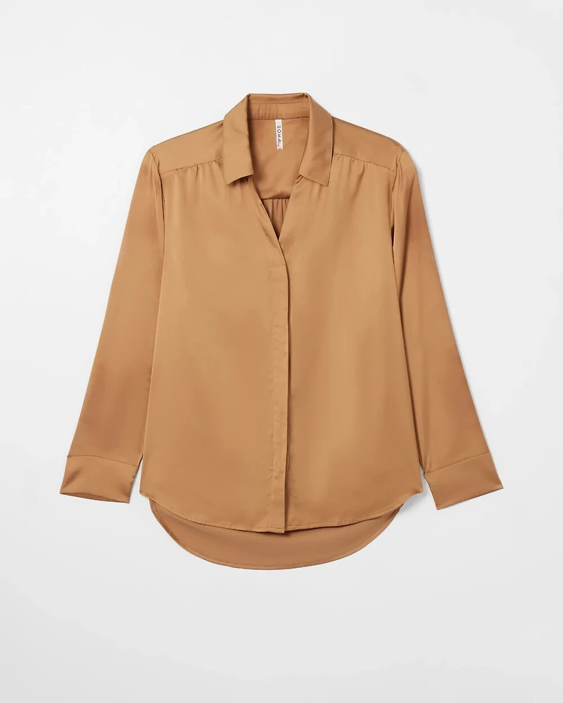 Long-Sleeve Collar Pajama Top