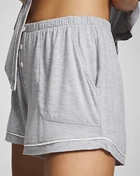 Solid Piped Pajama Shorts