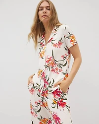 Short Sleeve Notch Collar Pajama Top