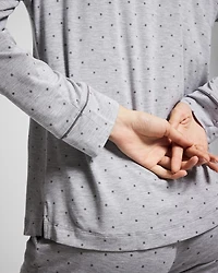 Long-Sleeve Printed Notch Collar Pajama Top