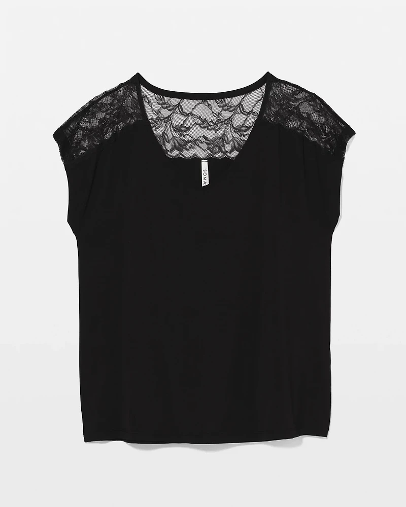 Short Sleeve Lace Pajama Tee