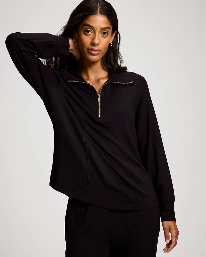 Ultra Soft Funnel Neck Quarter-Zip Top