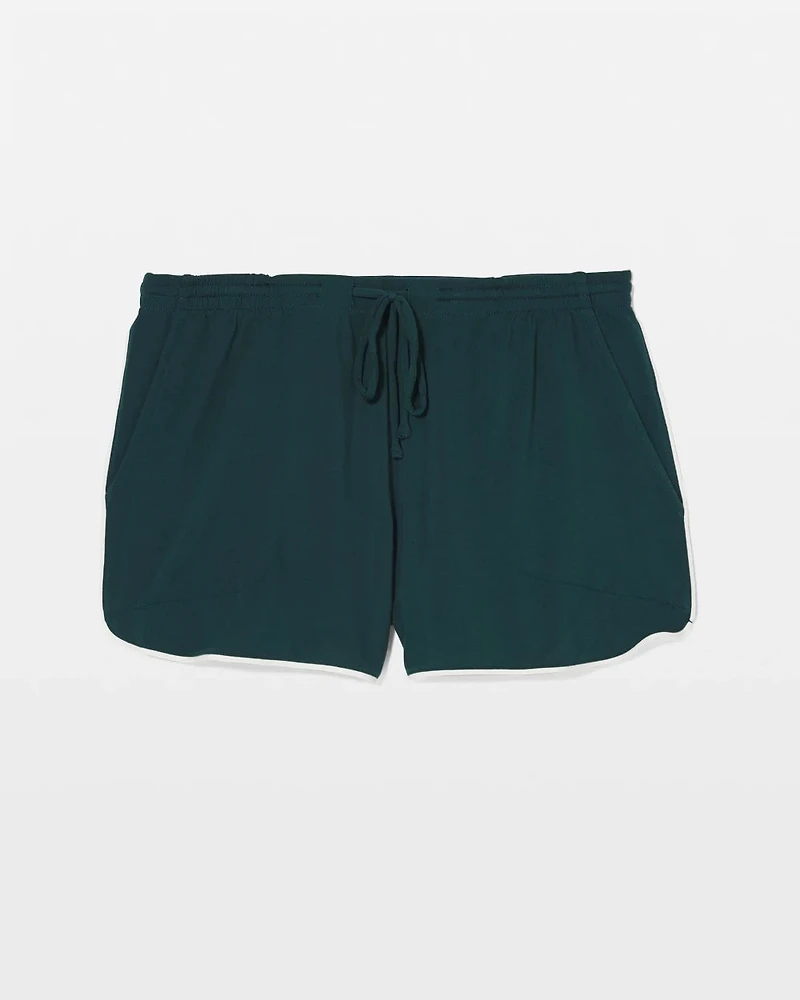 Solid Piped Pajama Shorts