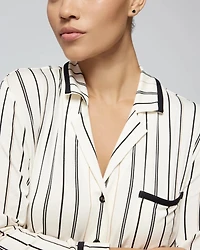 Long-Sleeve Notch Collar Pajama Top