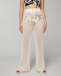 Cotton Crochet-Style Wide-Leg Pants