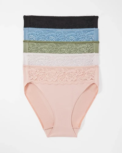 Cotton Blend High-Leg Panty with Lace 5 Pack
