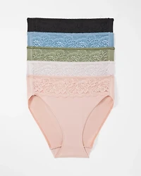 Cotton Blend High-Leg Panty with Lace 5 Pack