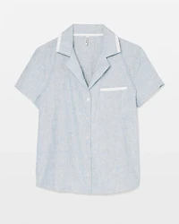 Short-Sleeve Notch Collar Pajama Top
