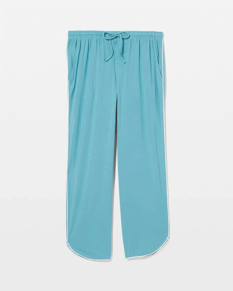 Solid Piped Crop Pajama Pant