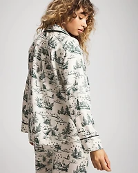 Long-Sleeve Notch Collar Pajama Top