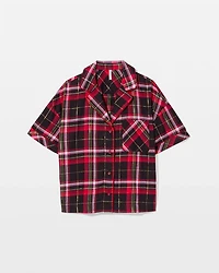 Short Sleeve Notch Collar Pajama Top