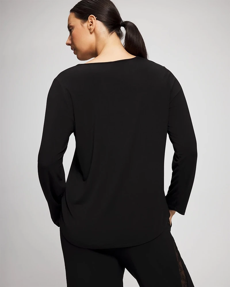 Lace Long Sleeve Pajama Top