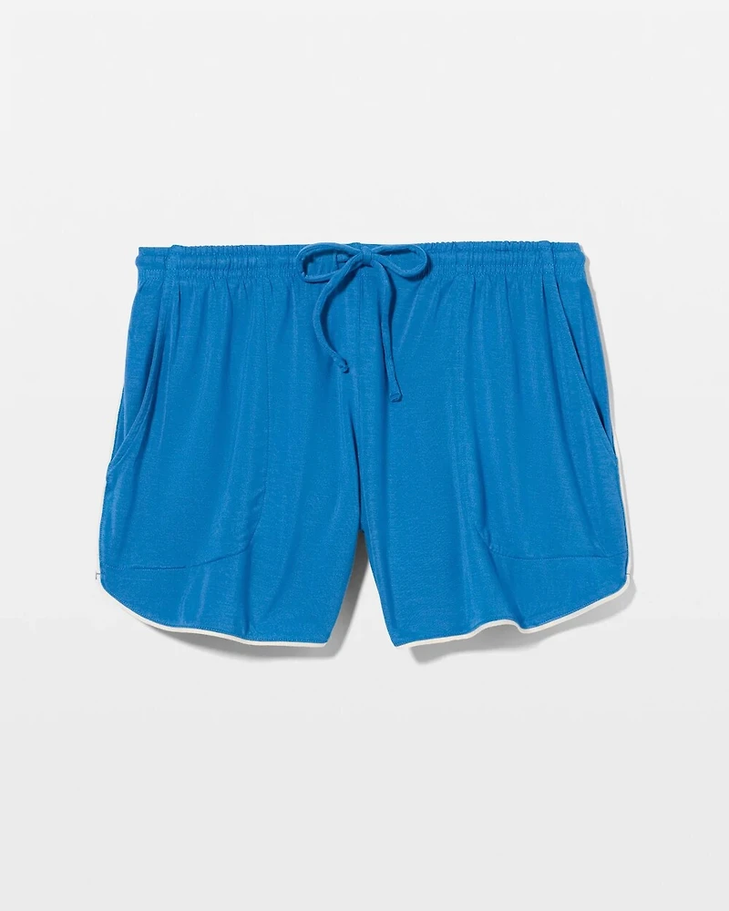 Solid Piped Pajama Shorts