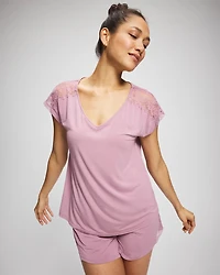 Short Sleeve Lace Pajama Tee
