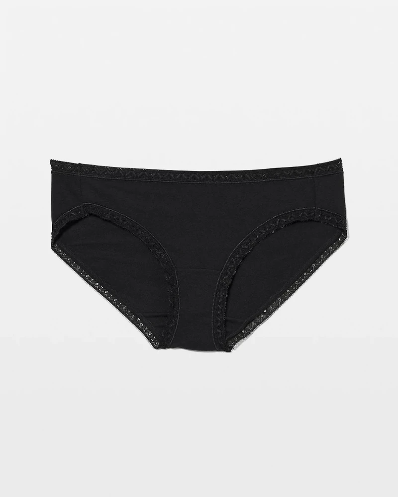 Cotton Hipster Panty with Lace Trim