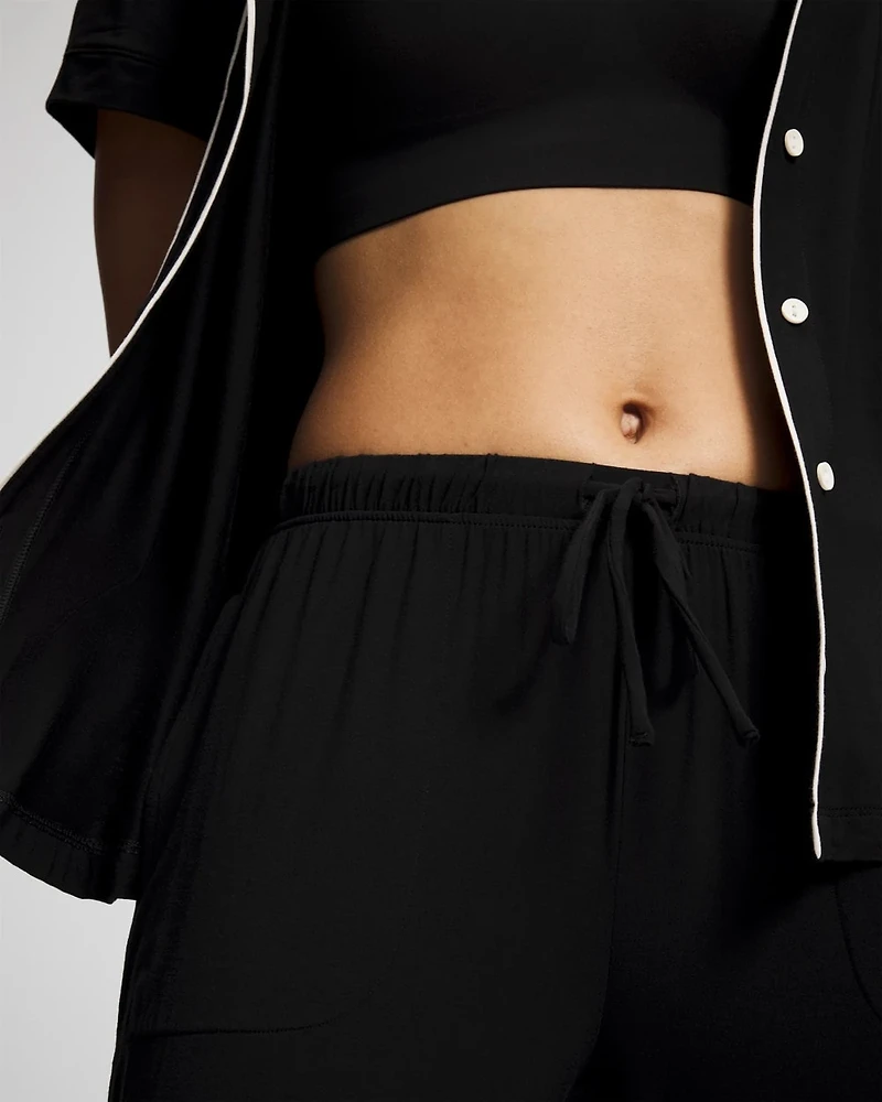 Solid Piped Pajama Pants