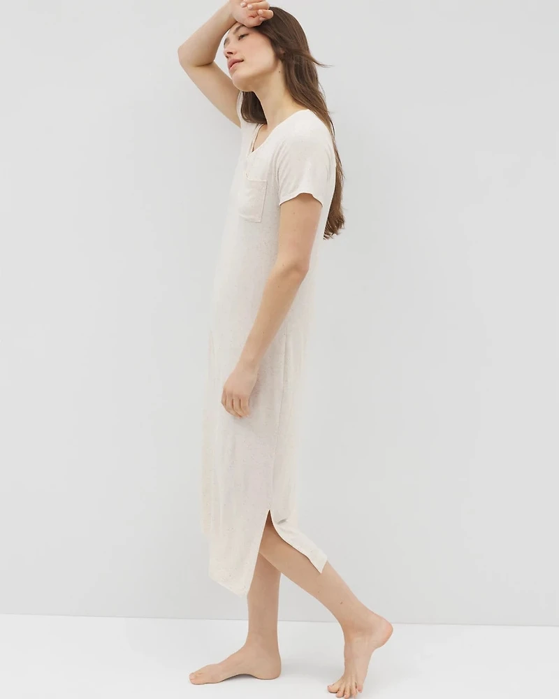 Slub Short Sleeve Long Sleepshirt
