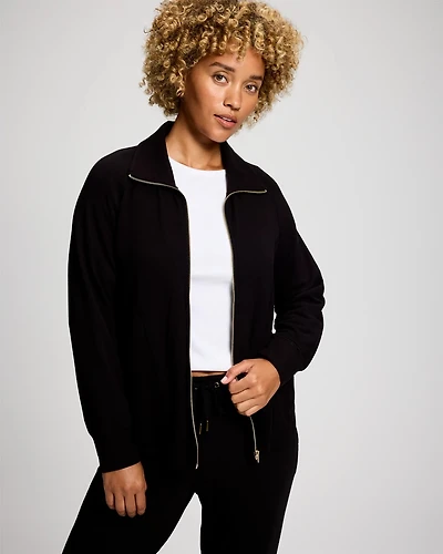 Ultra Soft Jersey Funnel Neck Zip Jacket