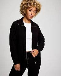 Ultra Soft Jersey Funnel Neck Zip Jacket
