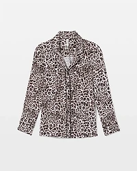 Long-Sleeve Printed Notch Collar Pajama Top