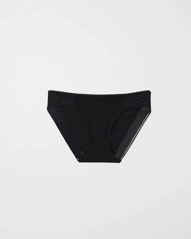 Cotton Blend Bikini Panty with Lace