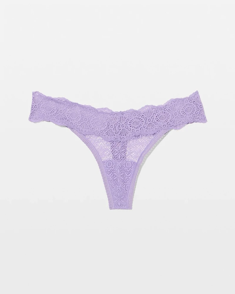 Embraceable Thong Panty with Crochet Lace