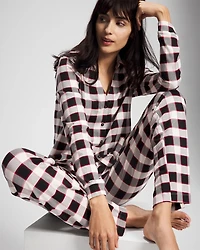 Long-Sleeve Notch Collar Pajama Top