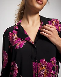 Cool Nights Long Sleeve Notch Collar with Piped Placket Pajama Top