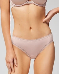 Cotton Hipster Panty with Lace Trim