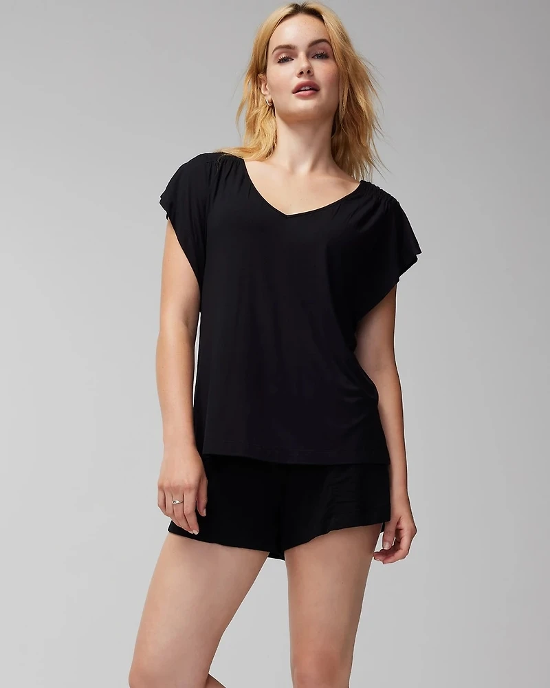 Short-Sleeve Flutter Pajama Top