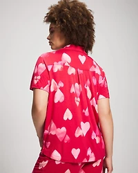 Short Sleeve Notch Collar Pajama Top