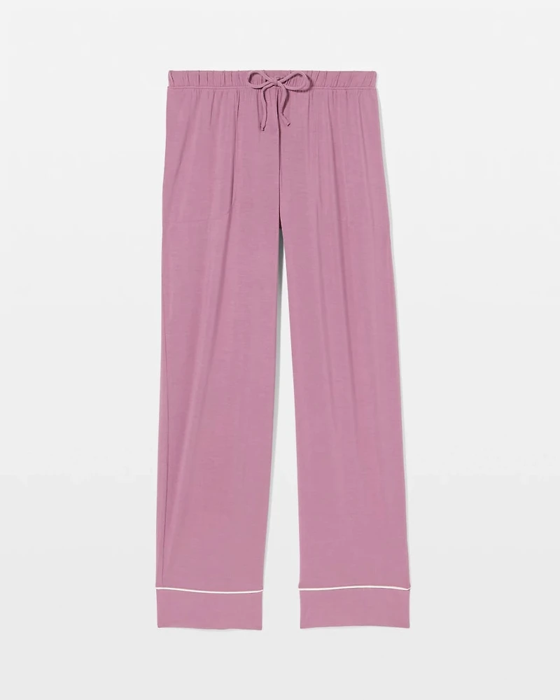 Solid Piped Pajama Pant