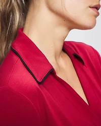 Long-Sleeve Notch Collar Pajama Top