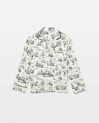 Long-Sleeve Notch Collar Pajama Top