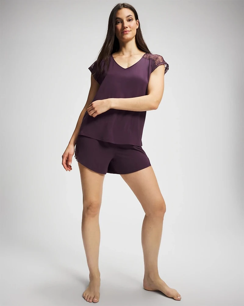 Short Sleeve Lace Pajama Tee
