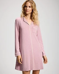 Piped Long-Sleeve Sleepshirt