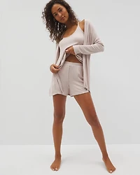 Lightweight Rib Knit Pajama Shorts