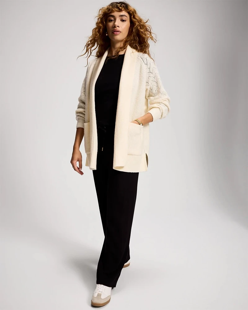Pointelle Long Sleeve Wrap