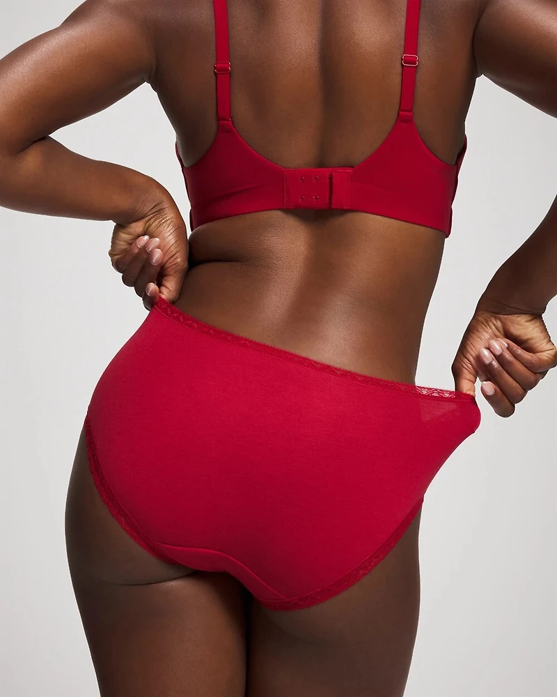 Cotton Hipster Panty with Lace Trim