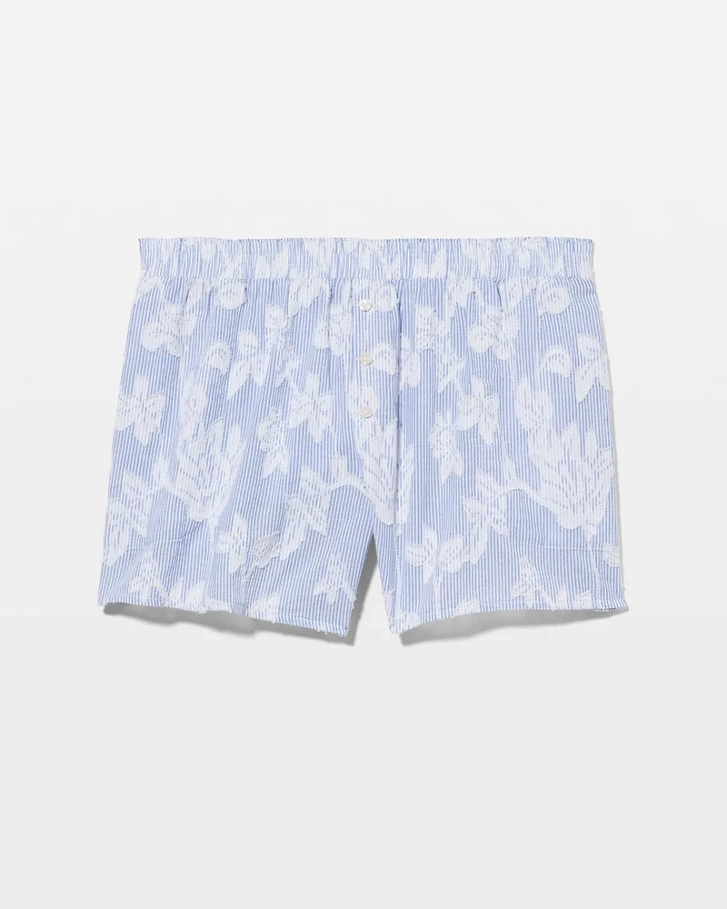 Cotton Striped Jacquard Pajama Shorts
