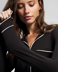 Piped Long-Sleeve Sleepshirt