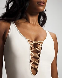 Let’s Get Knotty Lace-Down One-Piece Suit