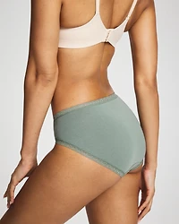 Cotton High-Leg Brief Panty with Lace Trim