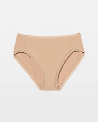 Cotton High-Leg Brief Panty with Lace Trim
