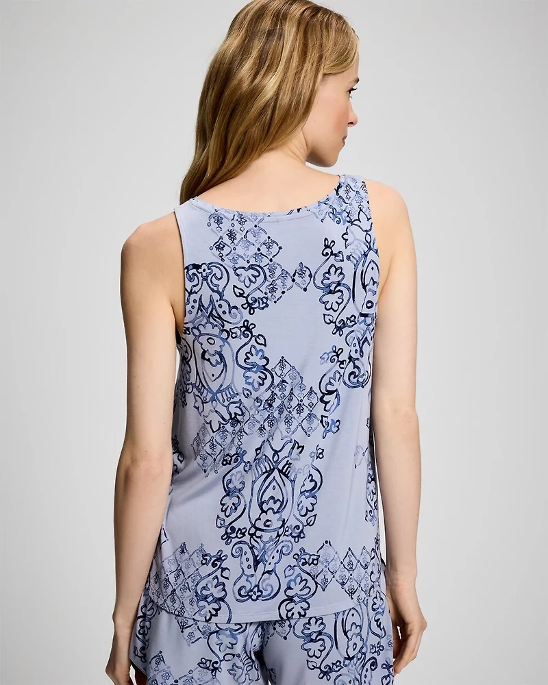 Printed V-Neck Pajama Tank