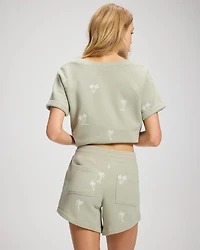 Cotton Terry Relaxed Embroidered Shorts