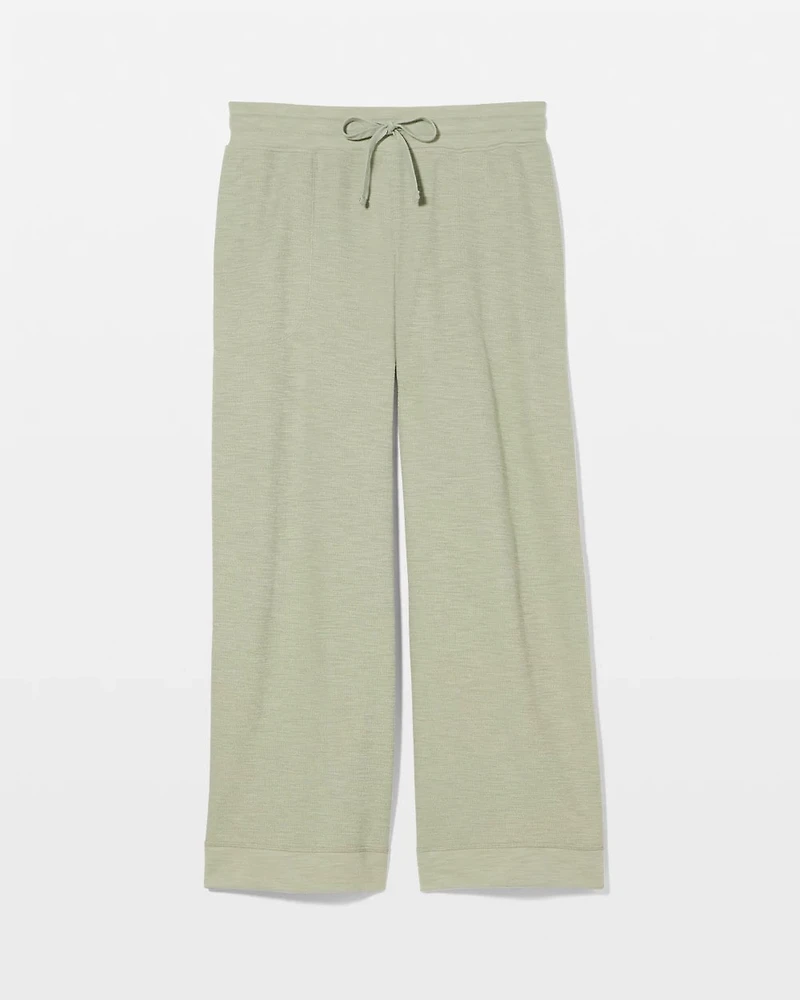 Slub French Terry Relaxed Wide Leg Ankle Pants