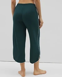 Solid Piped Crop Pajama Pant