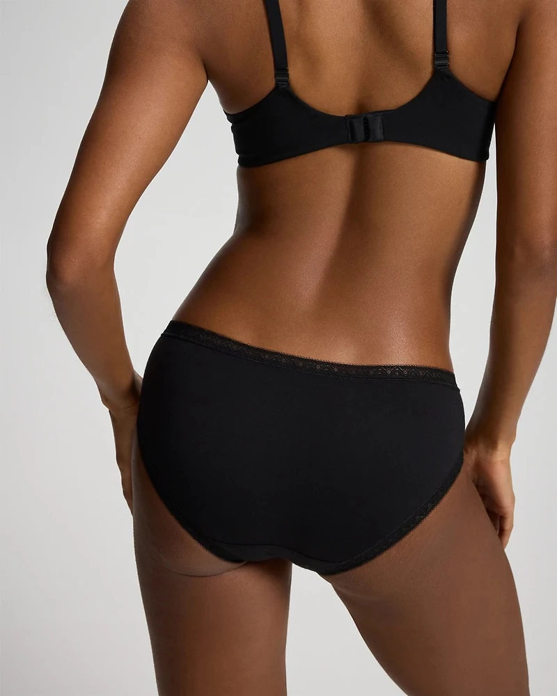 Cotton Hipster Panty with Lace Trim